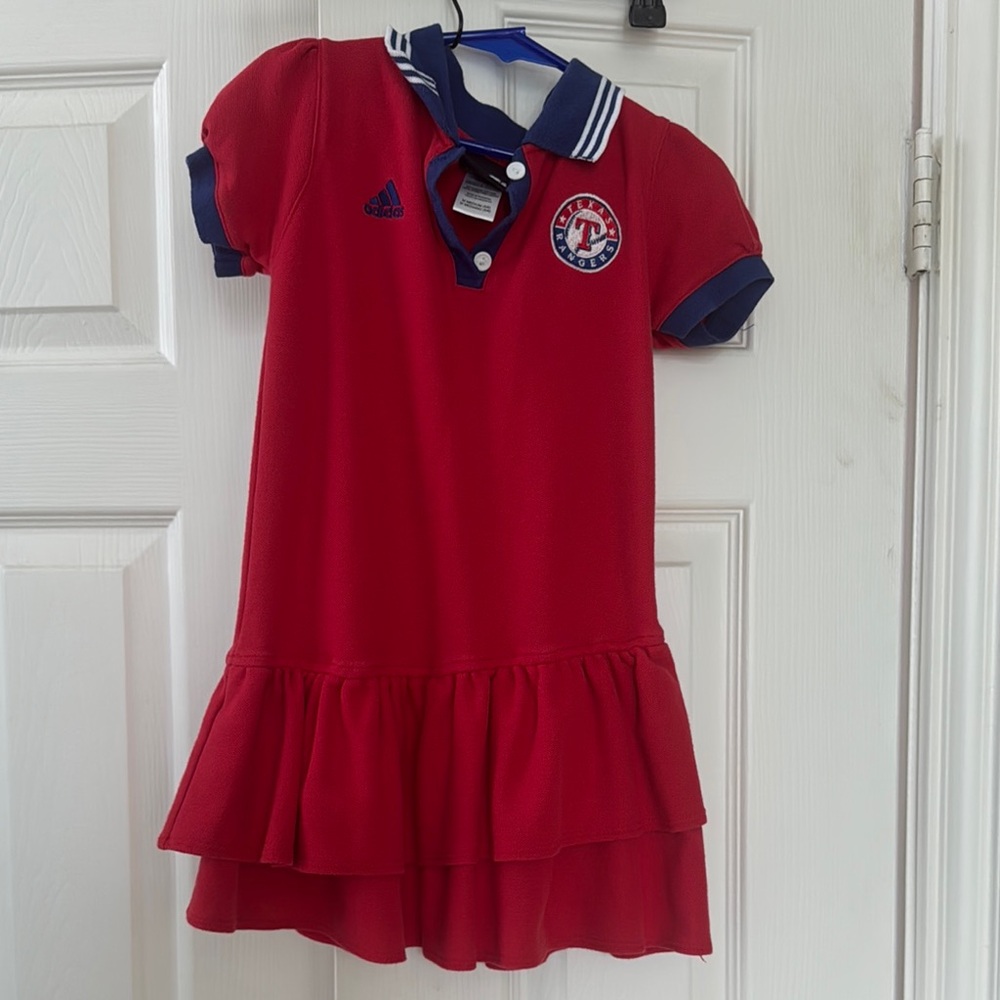 Adidas Red Texas Rangers Dress with Blue Trim